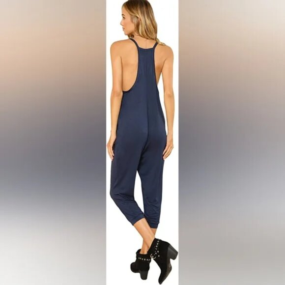 DIDK Navy Blue V-neck Jumpsuit Size Small - Picture 2 of 6